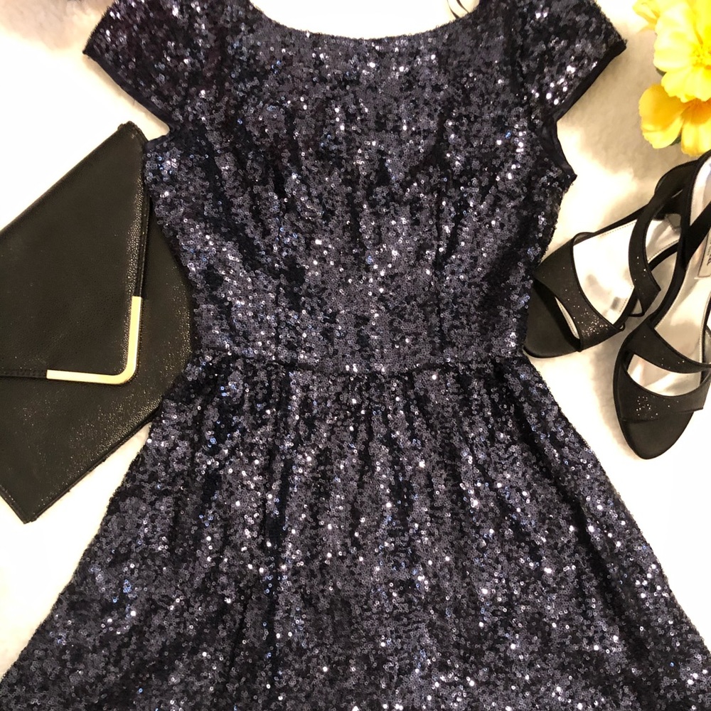 Women’s blue or green sequin mini dress